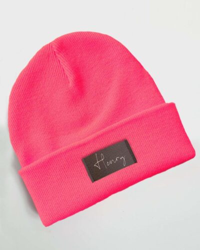 Kinder Mütze personalisiert | Hipster Beanie | Mütze | Wintermütze | Neon pinke Mütze mit Namen | Winter