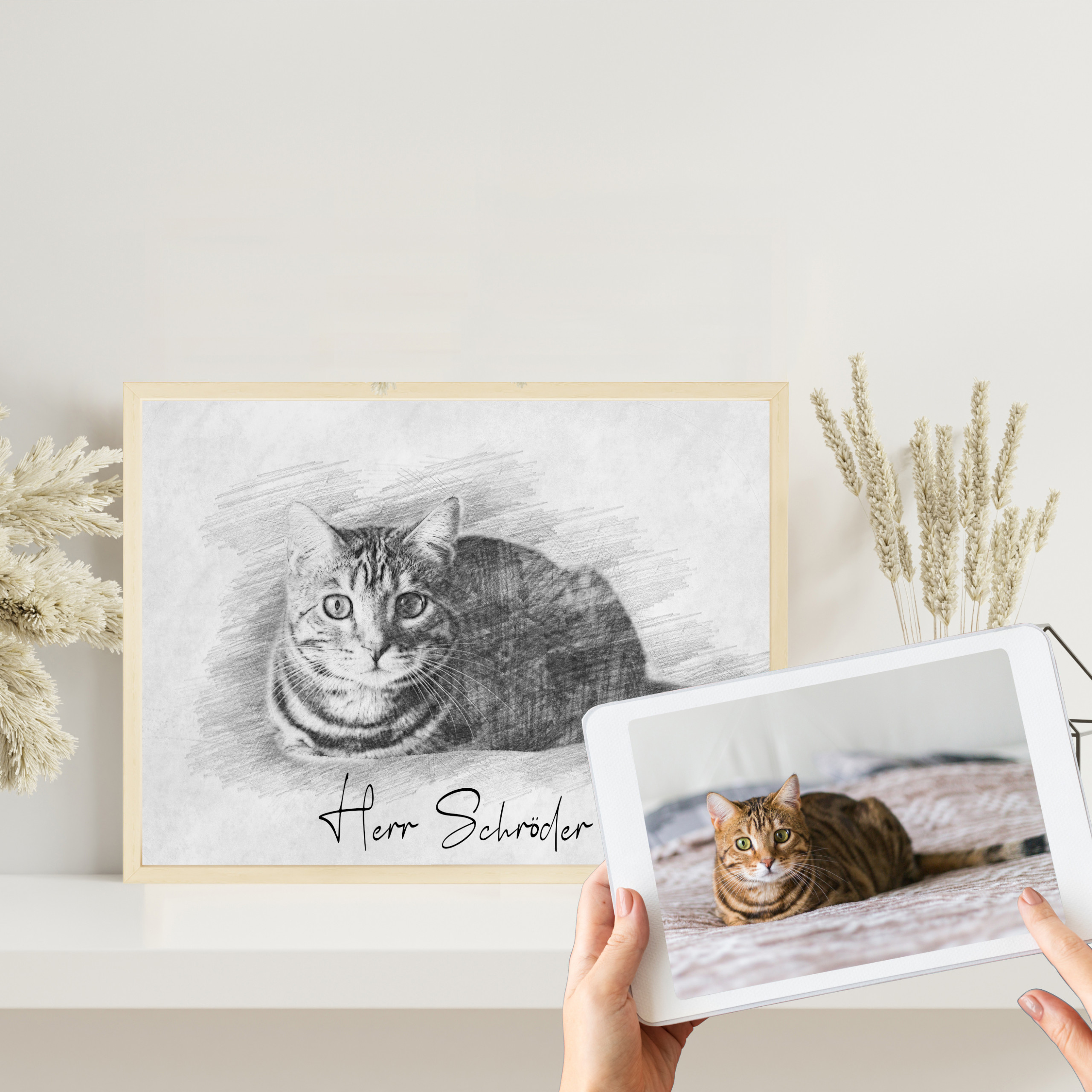 Digitale Bleistift Zeichnung von deinem Haustier | Skizze vom Foto | Individuelle Bleistiftskizze | Hund | Katze | Pferd | Tier | Bild – Bild 1
