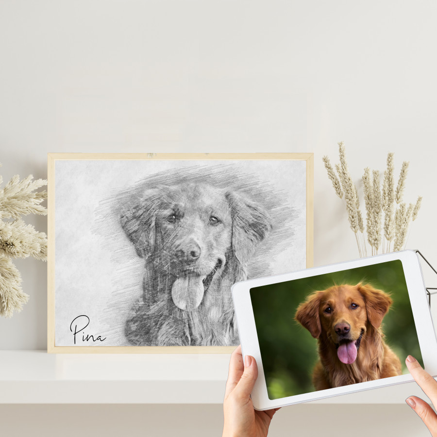 Digitale Bleistift Zeichnung von deinem Haustier | Skizze vom Foto | Individuelle Bleistiftskizze | Hund | Katze | Pferd | Tier | Bild