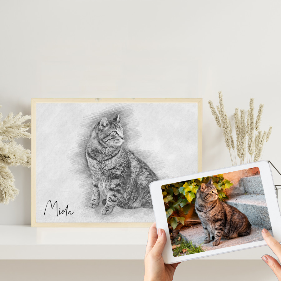 Digitale Bleistift Zeichnung von deinem Haustier | Skizze vom Foto | Individuelle Bleistiftskizze | Hund | Katze | Pferd | Tier | Bild