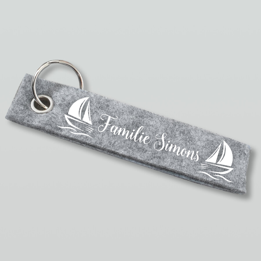Segelboot Schlüsselanhänger personalisiert mit Wunschtext, Segeln, Anhänger mit Text, Schlüsselanhänger, Geschenkidee, Boot