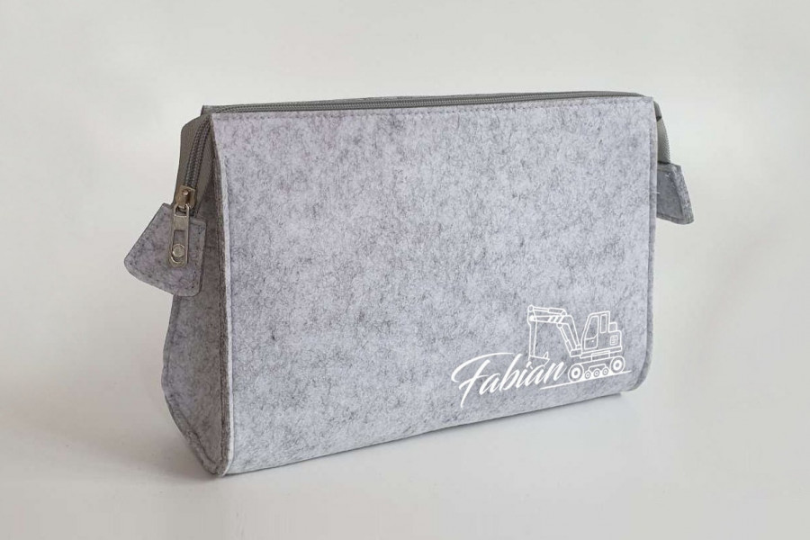 Personalisierte Wickeltasche aus Filz 28x19x8 cm | Kulturtasche | Kosmetiktasche | Schminktasche