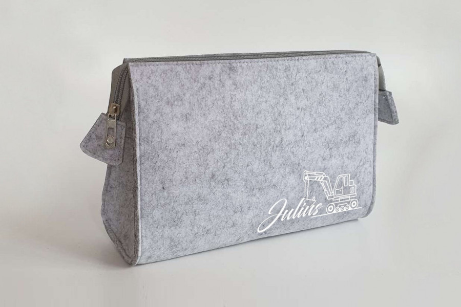 Personalisierte Wickeltasche aus Filz 28x19x8 cm | Kulturtasche | Kosmetiktasche | Schminktasche