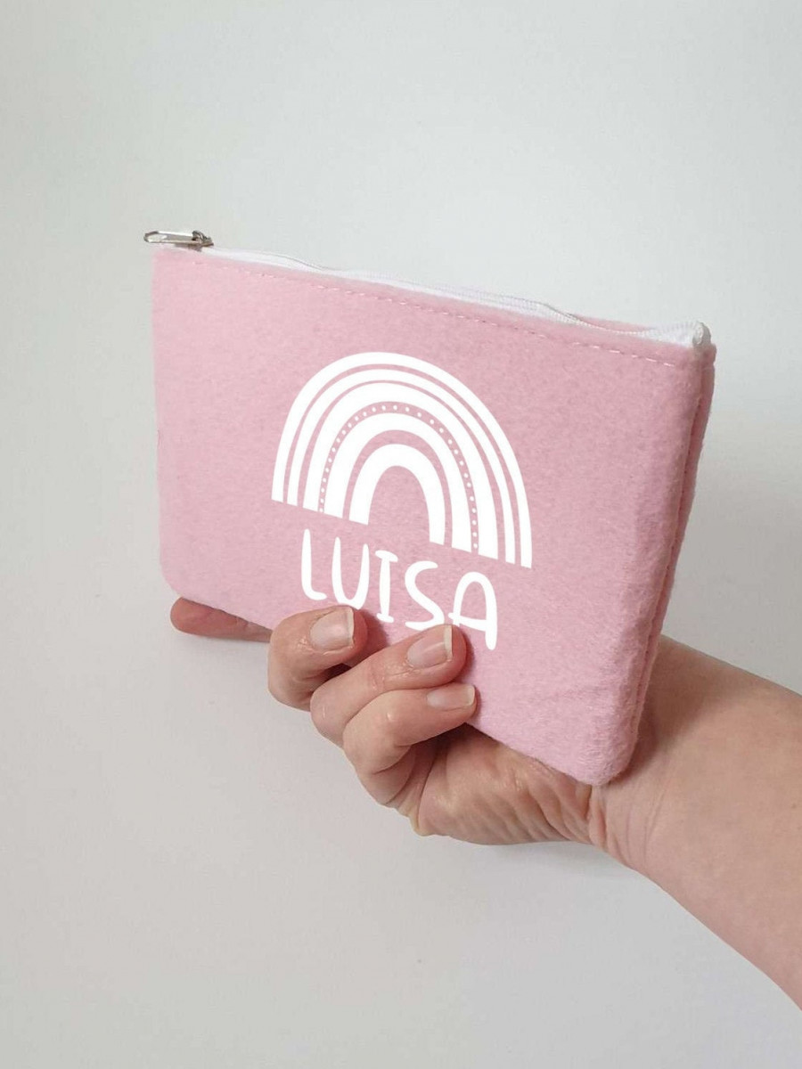 Kleine Schminktasche aus Filz 18x10 cm | Personalisiert | Kosmetiktasche mit Namen | Kulturtasche | Filz-Mäppchen | Geschenk | Beauty Bag