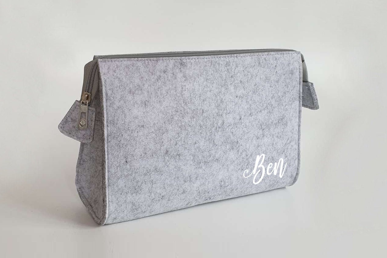 Personalisierte Kosmetiktasche aus Filz 28x19x8 cm | Kulturtasche | Schminktasche | Wickeltasche | Namen – Bild 5