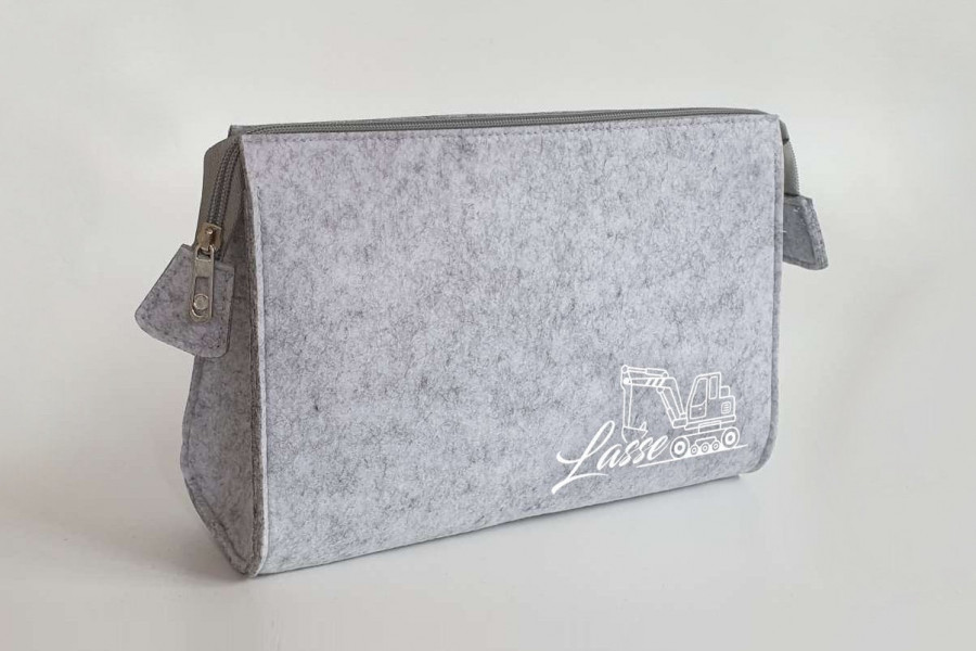 Personalisierte Wickeltasche aus Filz 28x19x8 cm | Kulturtasche | Kosmetiktasche | Schminktasche