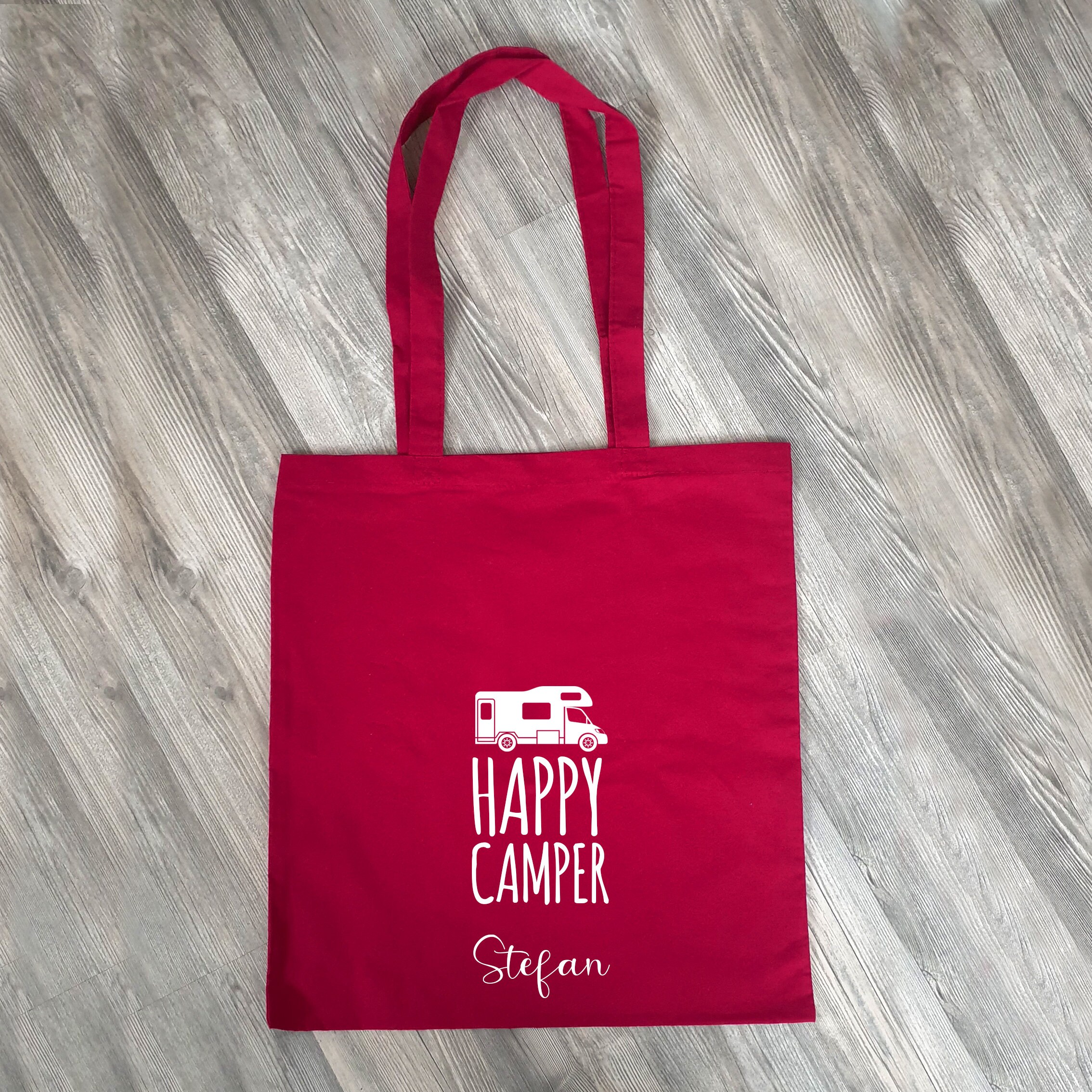 Personalisierte Baumwolltasche, Stoffbeutel, Tasche, 100% Baumwolle, Geschenk, Geschenkidee, Camping, Unterwegs, Happy Camper, Wohnmobil – Bild 2