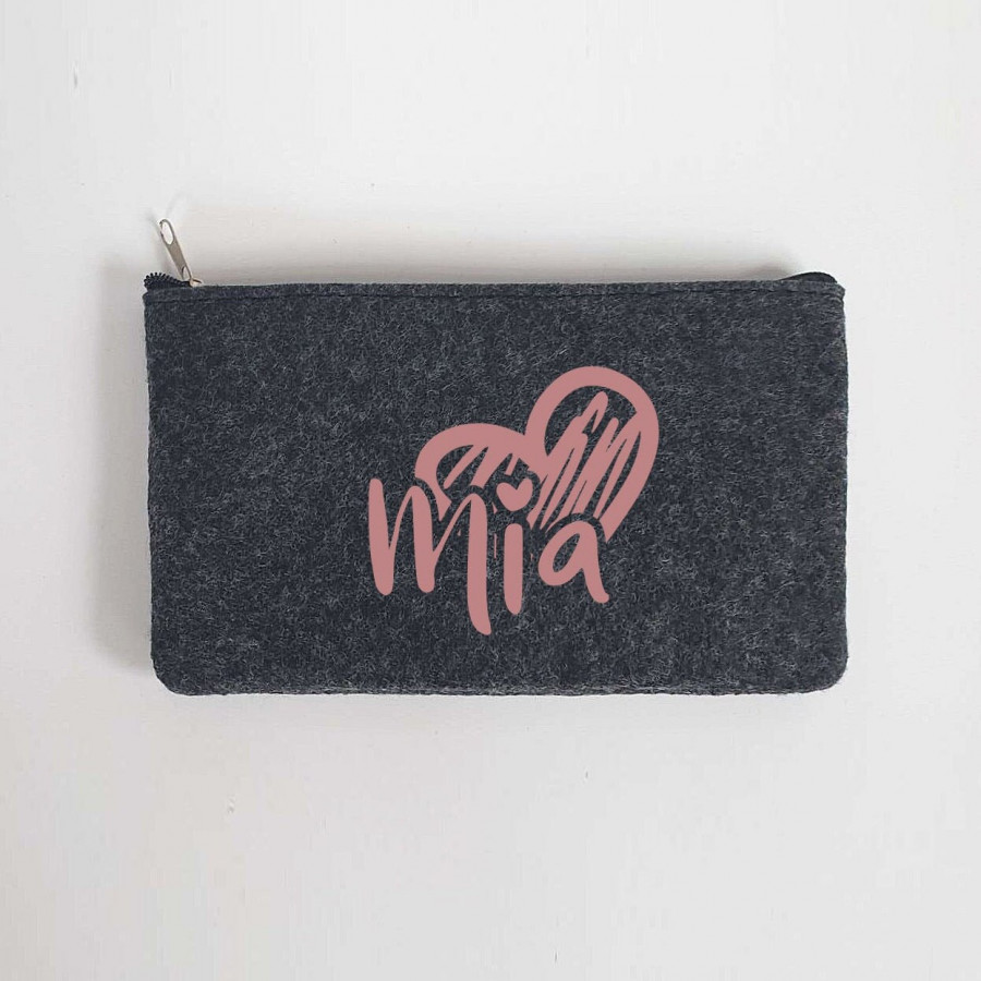 Kleine Schminktasche / Mäppchen aus Filz 18x10 cm | Personalisiert | Kosmetiktasche mit Namen |  Filz-Mäppchen | Geschenk | Beauty Bag