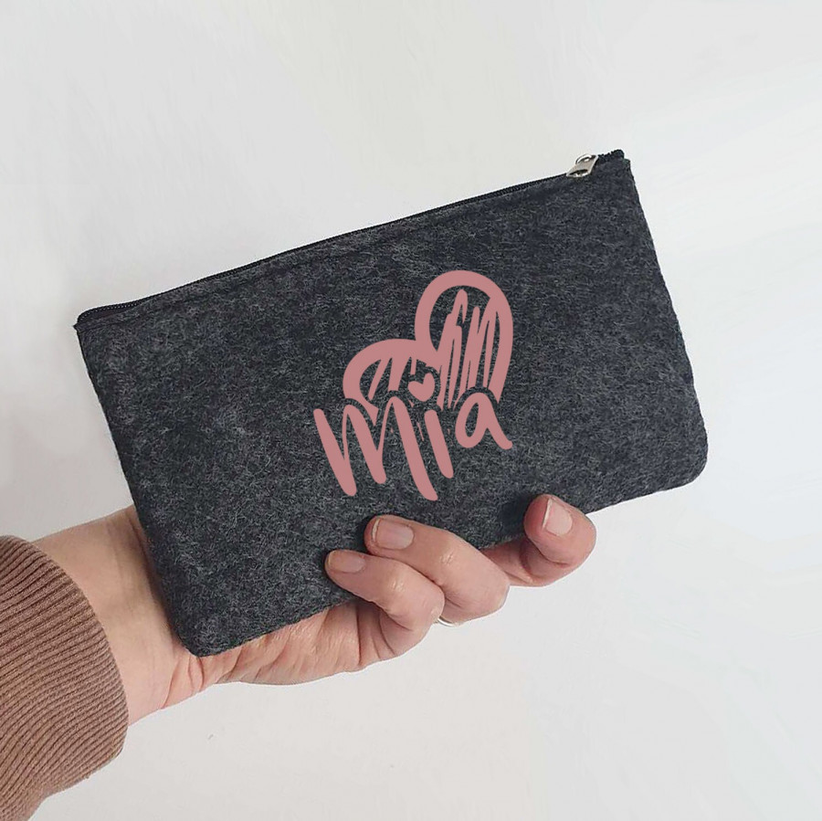 Kleine Schminktasche / Mäppchen aus Filz 18x10 cm | Personalisiert | Kosmetiktasche mit Namen |  Filz-Mäppchen | Geschenk | Beauty Bag