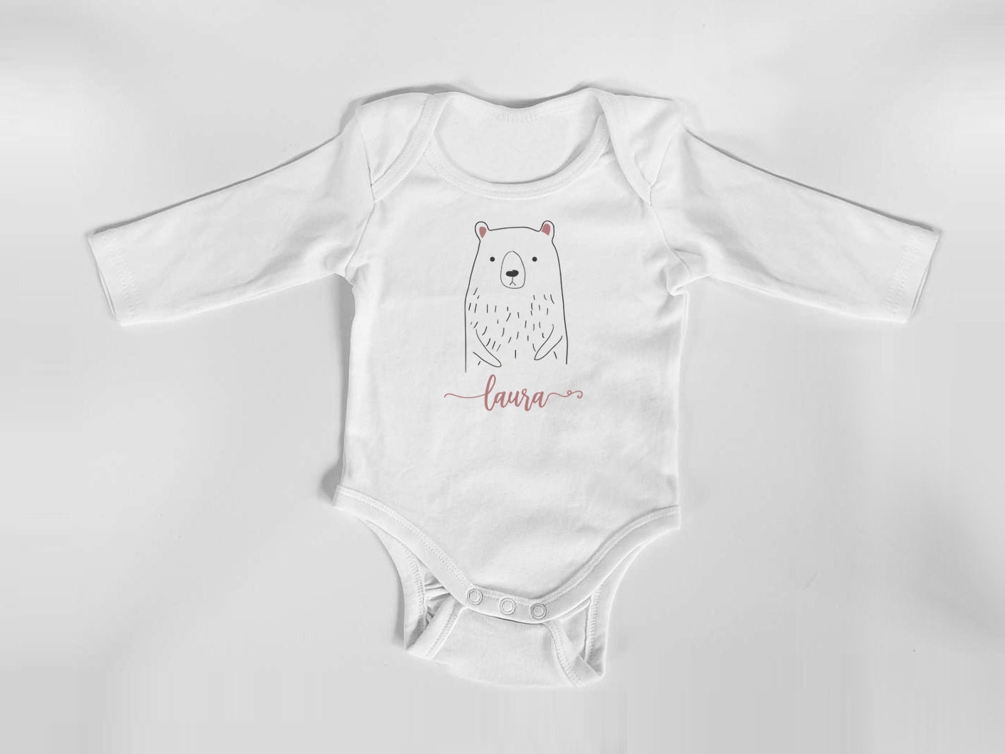 Personalisierter Body mit langen Armen, Gr. 62,  100% Baumwolle, Organic Cotton, Geschenk, Geschenkidee zur Geburt, Zebra, Schaf, Panda, Bär – Bild 3