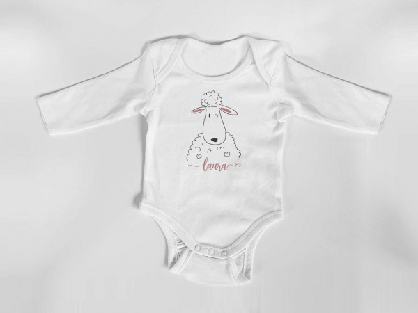 Personalisierter Body mit langen Armen, Gr. 62,  100% Baumwolle, Organic Cotton, Geschenk, Geschenkidee zur Geburt, Zebra, Schaf, Panda, Bär – Bild 6