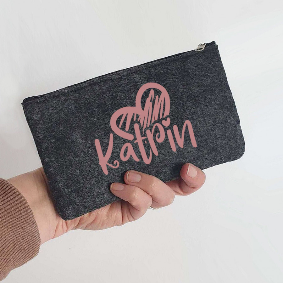 Kleine Schminktasche / Mäppchen aus Filz 18x10 cm | Personalisiert | Kosmetiktasche mit Namen |  Filz-Mäppchen | Geschenk | Beauty Bag