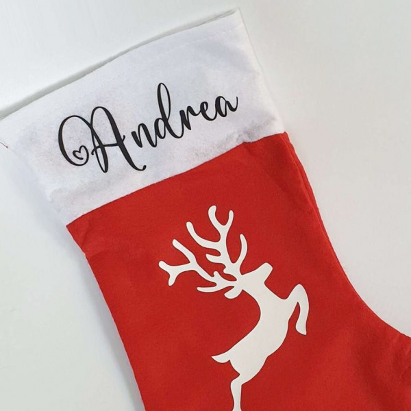 Weihnachtssocke mit Namen | Nikolaussocke | Nikolausstrumpf | Rentier | Hirsch | Weihnachten | Nikolaus | Personalisiert – Bild 4
