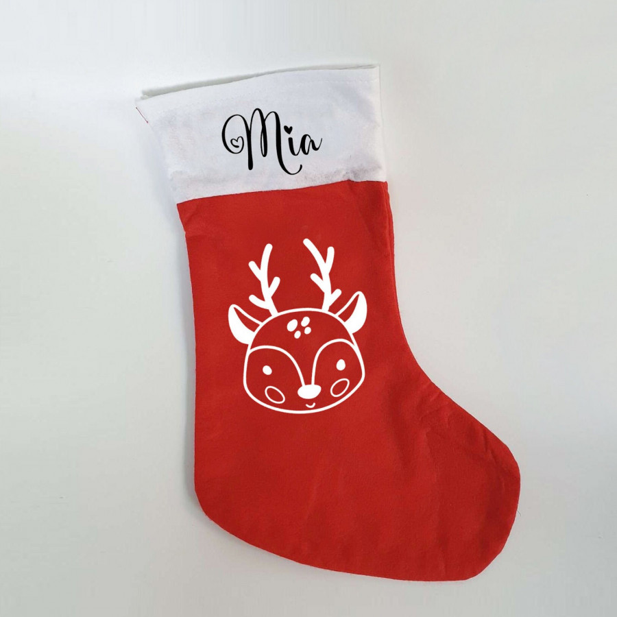 Weihnachtssocke mit Namen | Nikolaussocke | Nikolausstrumpf | Rentier | Hirsch | Weihnachten | Nikolaus | Personalisiert