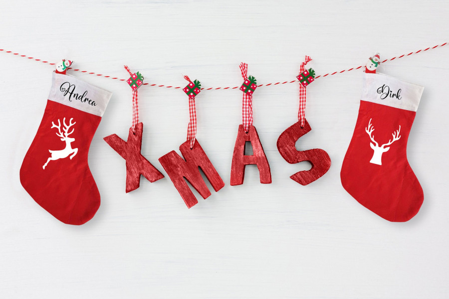 Weihnachtssocke mit Namen | Nikolaussocke | Nikolausstrumpf | Rentier | Hirsch | Weihnachten | Nikolaus | Personalisiert