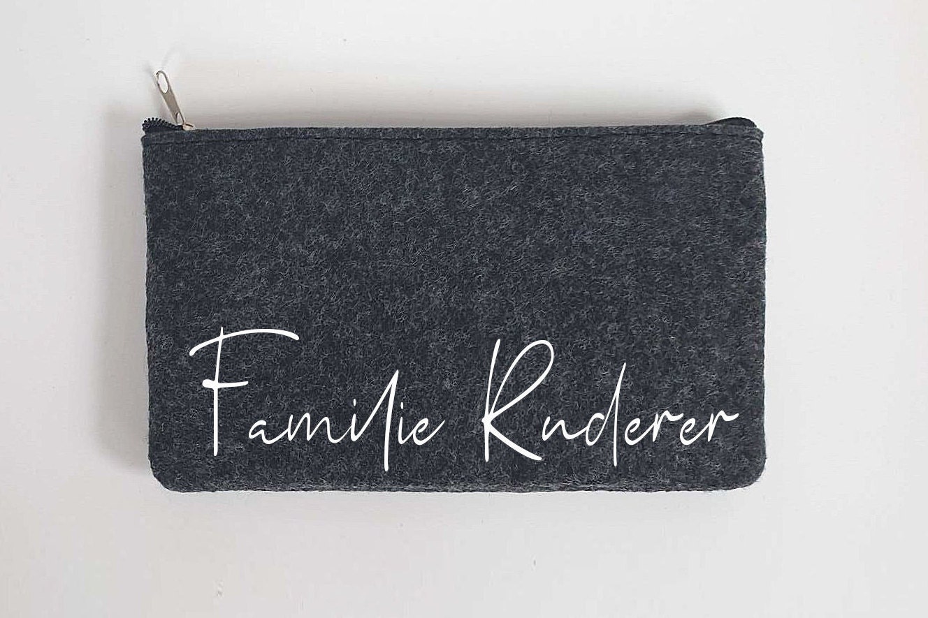 Graue Schminktasche aus Filz 18x10 cm | Personalisiert | Kosmetiktasche mit Namen | Kulturtasche | Filz-Mäppchen | Geschenk | Beauty Bag – Bild 3
