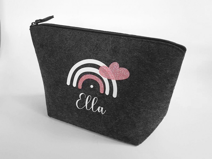 Personalisierte Tasche aus Filz 19x18x9 cm | Kulturtasche | Wickeltasche | Kosmetiktasche | Krimskrams-Tasche | Schminktasche | Geschenk
