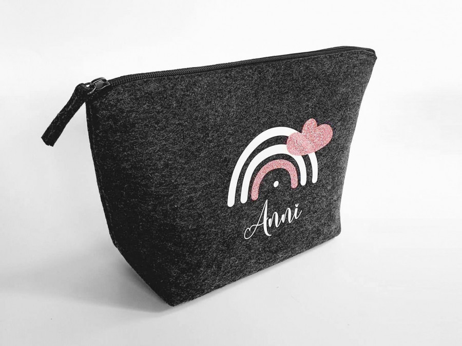 Personalisierte Tasche aus Filz 19x18x9 cm | Kulturtasche | Wickeltasche | Kosmetiktasche | Krimskrams-Tasche | Schminktasche | Geschenk