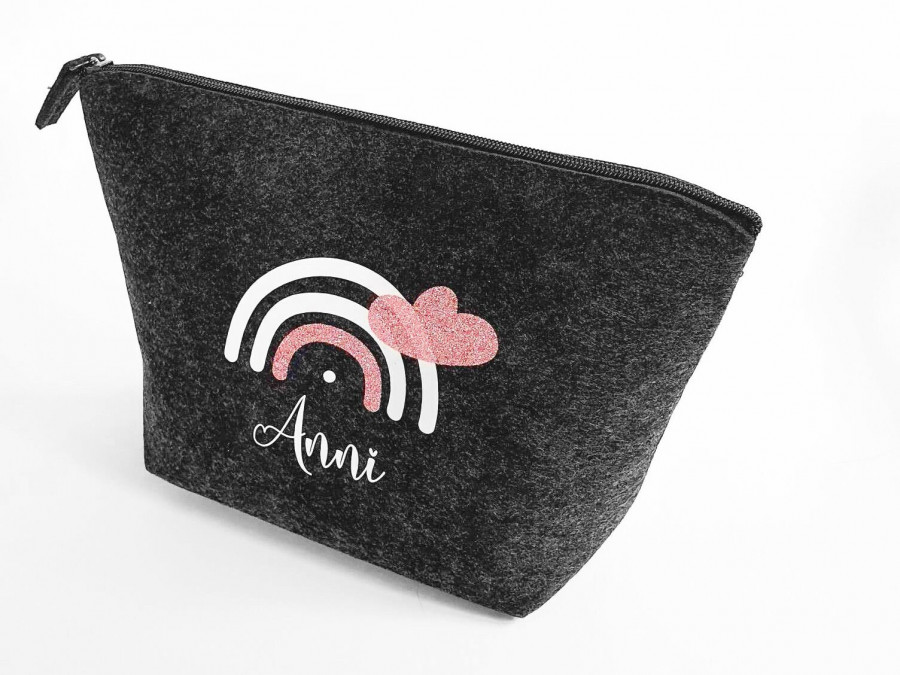 Personalisierte Tasche aus Filz 19x18x9 cm | Kulturtasche | Wickeltasche | Kosmetiktasche | Krimskrams-Tasche | Schminktasche | Geschenk