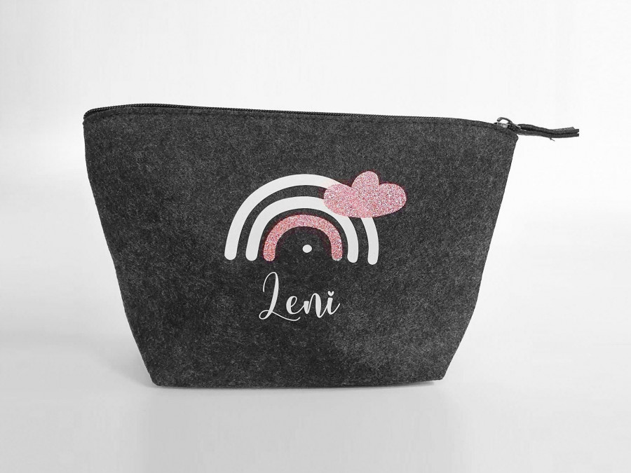 Personalisierte Tasche aus Filz 19x18x9 cm | Kulturtasche | Wickeltasche | Kosmetiktasche | Krimskrams-Tasche | Schminktasche | Geschenk