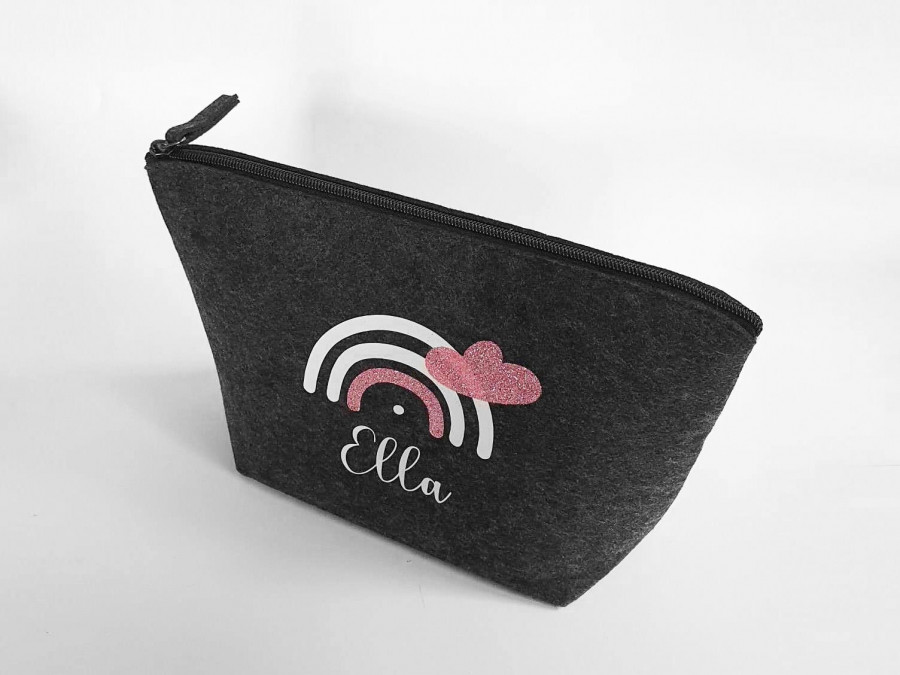 Personalisierte Tasche aus Filz 19x18x9 cm | Kulturtasche | Wickeltasche | Kosmetiktasche | Krimskrams-Tasche | Schminktasche | Geschenk