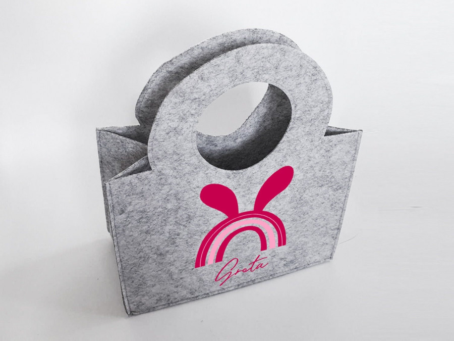 Personalisierte Oster-Tasche aus Filz 27 x 13 x 21 cm | Tasche mit Namen | Ostertasche | Osterkorb | Geschenk | Ostern