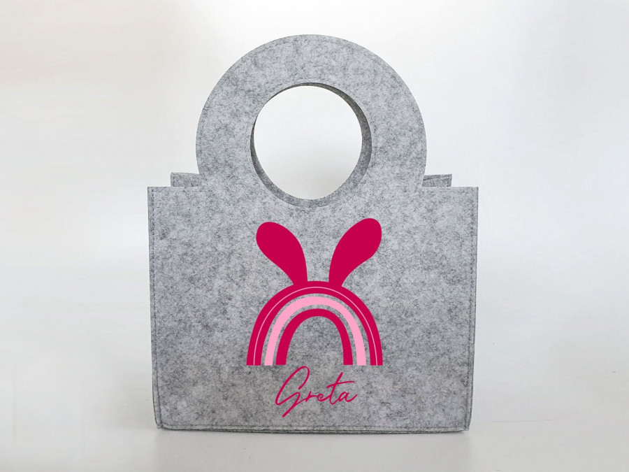 Personalisierte Oster-Tasche aus Filz 27 x 13 x 21 cm | Tasche mit Namen | Ostertasche | Osterkorb | Geschenk | Ostern