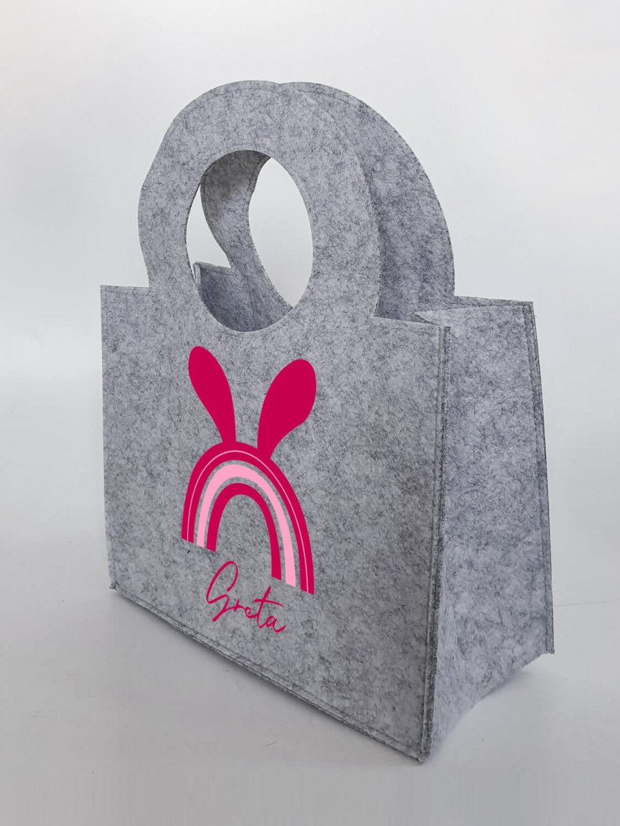 Personalisierte Oster-Tasche aus Filz 27 x 13 x 21 cm | Tasche mit Namen | Ostertasche | Osterkorb | Geschenk | Ostern