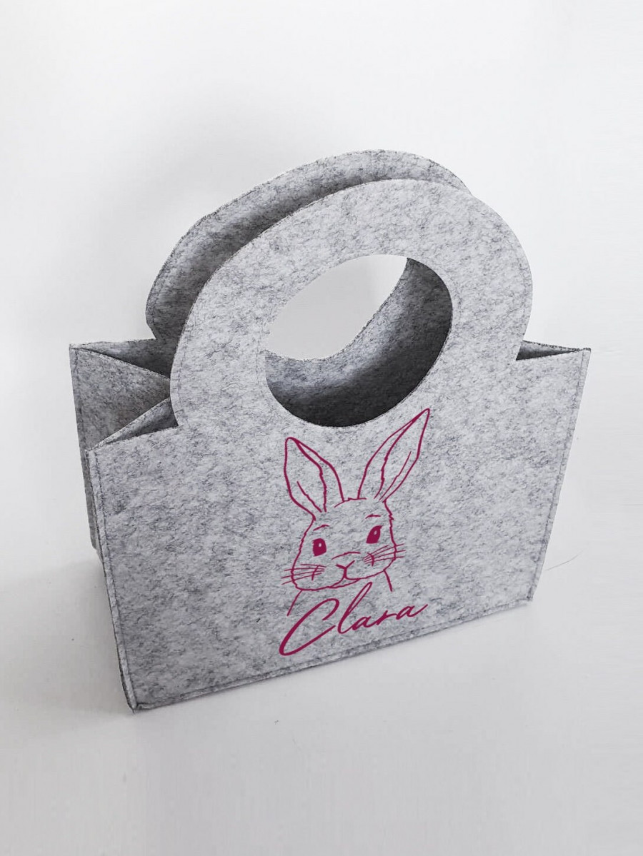 Personalisierte Oster-Tasche aus Filz 27 x 13 x 21 cm | Hase mit Sonnenbrille | Tasche mit Namen | Ostertasche | Geschenk | Ostern