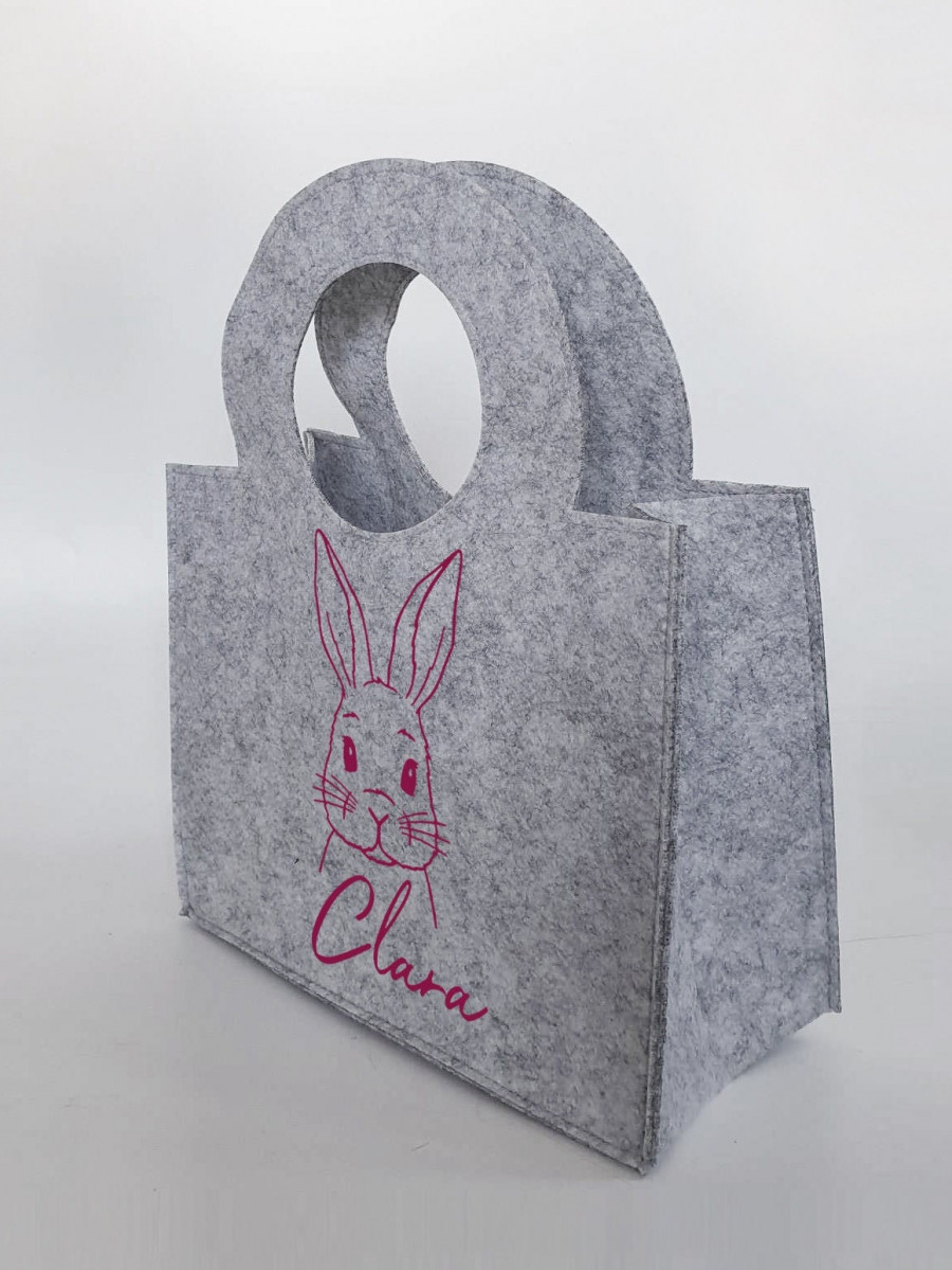 Personalisierte Oster-Tasche aus Filz 27 x 13 x 21 cm | Hase mit Sonnenbrille | Tasche mit Namen | Ostertasche | Geschenk | Ostern