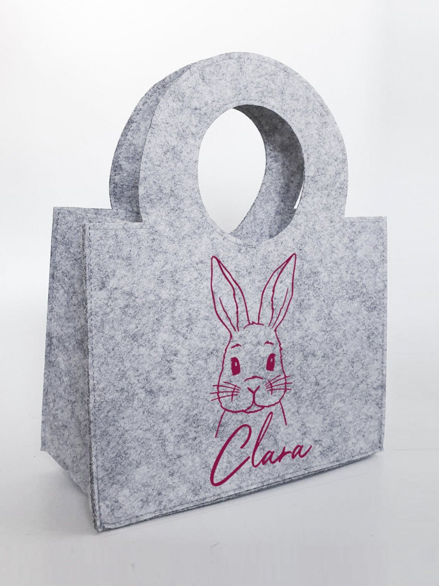 Personalisierte Oster-Tasche aus Filz 27 x 13 x 21 cm | Hase mit Sonnenbrille | Tasche mit Namen | Ostertasche | Geschenk | Ostern
