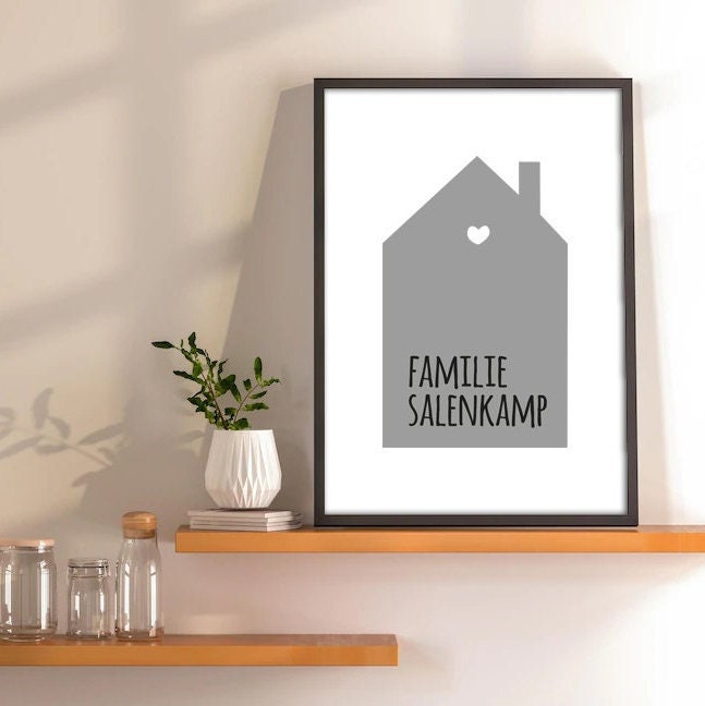 Personalisiertes Haus Bild | Poster | Plakat | Eigenheim | Bau | Hausbau | Geschenk | Plakat | Richtfest | Name | Geschenk | Einweihung