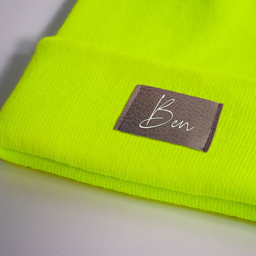 Kinder Mütze personalisiert | Hipster Beanie | Mütze | Wintermütze | Neon gelbe Mütze mit Namen | Herbst