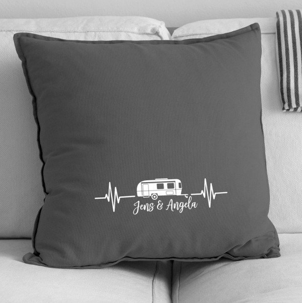 Camping - Wohnwagen Kissenhülle 50 x 50 cm personalisiert | Kissenbezug | Camping | Wohnmobil | – Bild 1