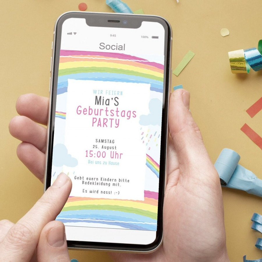 Digitale Einladung zum Geburtstag - Karte - Whats App, EMail oder zum ausdrucken - Party - Einladungskarte - Personalisiert