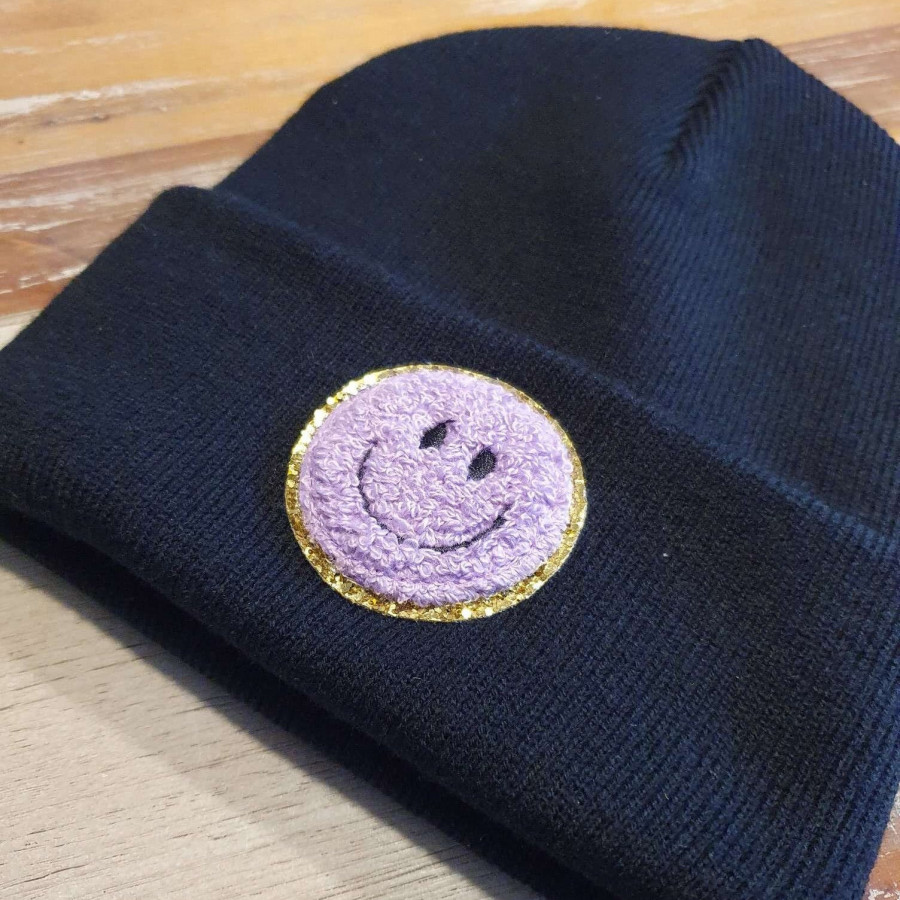 Blaue Kinder Mütze SMILEY | Hipster Beanie | Mütze | Wintermütze | Blaue Mütze mit Smiley | Herbst
