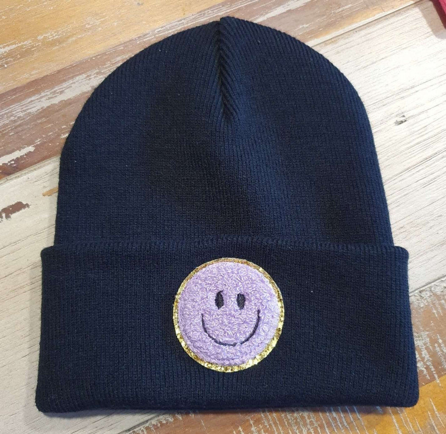 Blaue Kinder Mütze SMILEY | Hipster Beanie | Mütze | Wintermütze | Blaue Mütze mit Smiley | Herbst