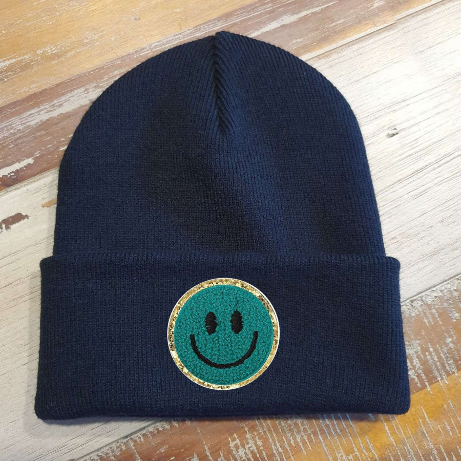 Blaue Kinder Mütze SMILEY | Hipster Beanie | Mütze | Wintermütze | Blaue Mütze mit Smiley | Herbst