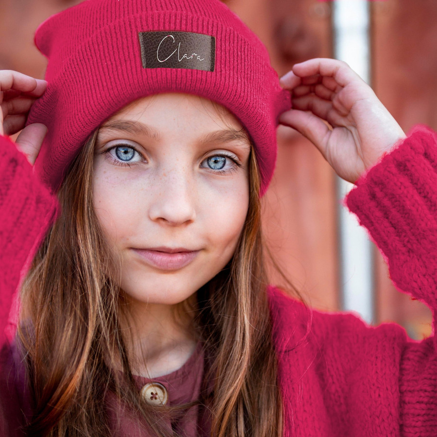 Kinder Mütze personalisiert | Hipster Beanie | Mütze | Wintermütze | Pinke Mütze mit Namen | Herbst