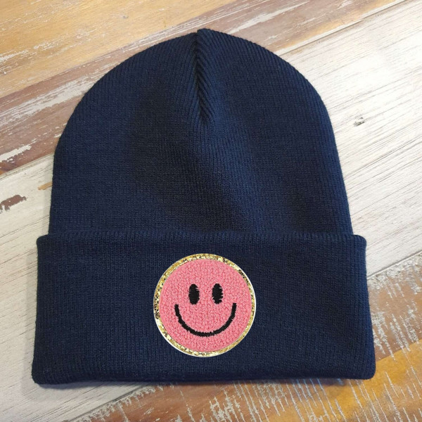 Blaue Kinder Mütze SMILEY | Hipster Beanie | Mütze | Wintermütze | Blaue Mütze mit Smiley | Herbst – Bild 6