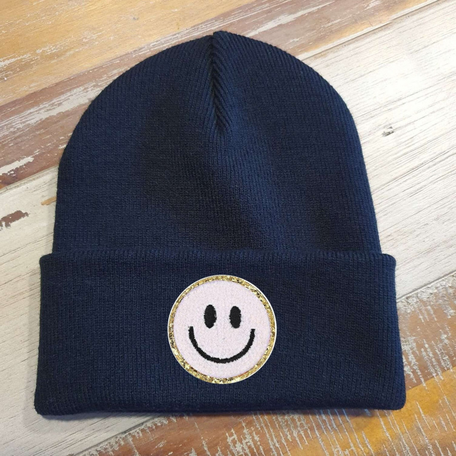 Blaue Kinder Mütze SMILEY | Hipster Beanie | Mütze | Wintermütze | Blaue Mütze mit Smiley | Herbst