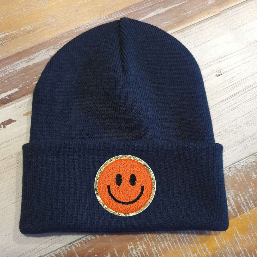 Blaue Kinder Mütze SMILEY | Hipster Beanie | Mütze | Wintermütze | Blaue Mütze mit Smiley | Herbst