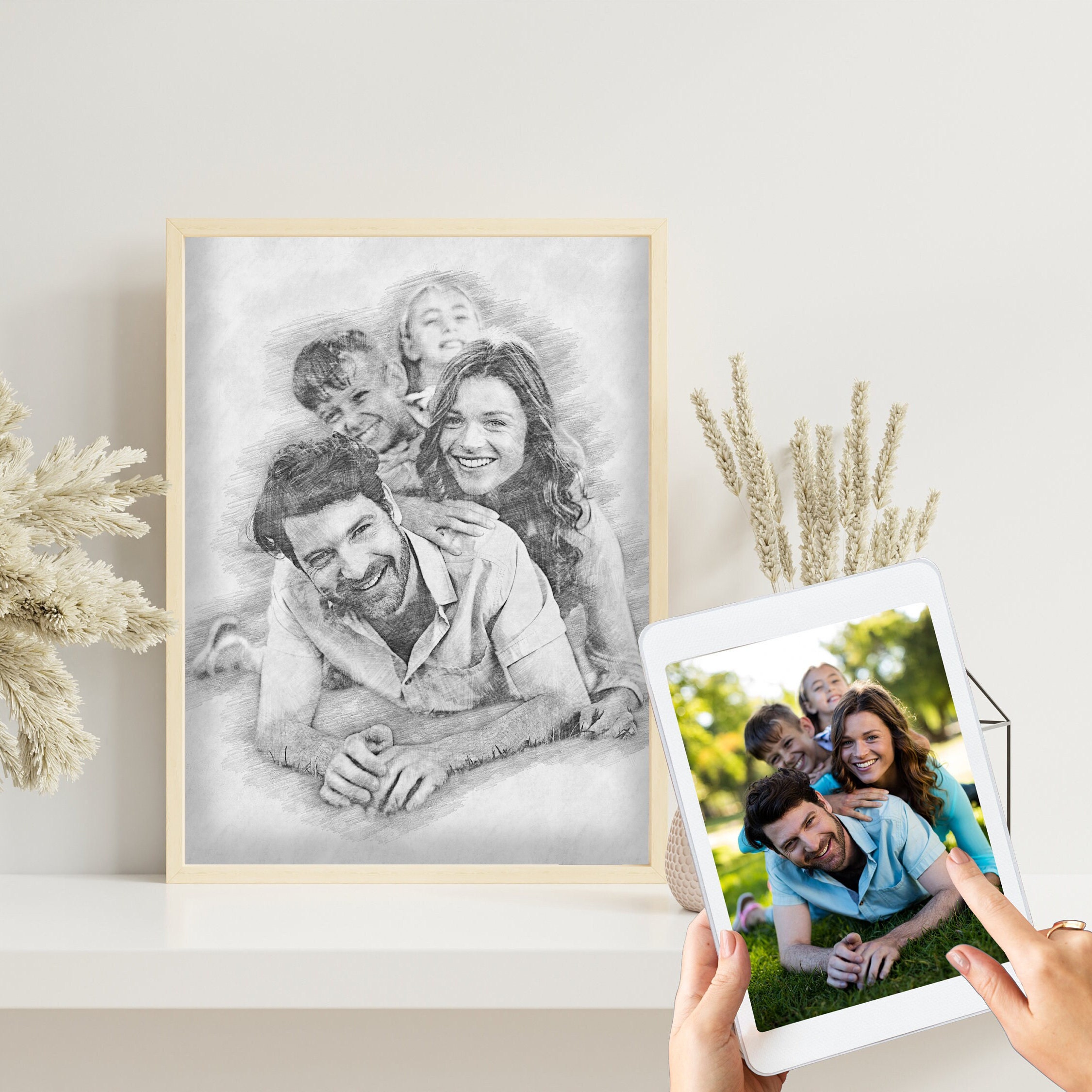 Personalisierte Bleistift Zeichnung vom Foto | Digitale Skizze | Bleistiftzeichnung | Personalisiert | Bleistiftskizze | Poster – Bild 1