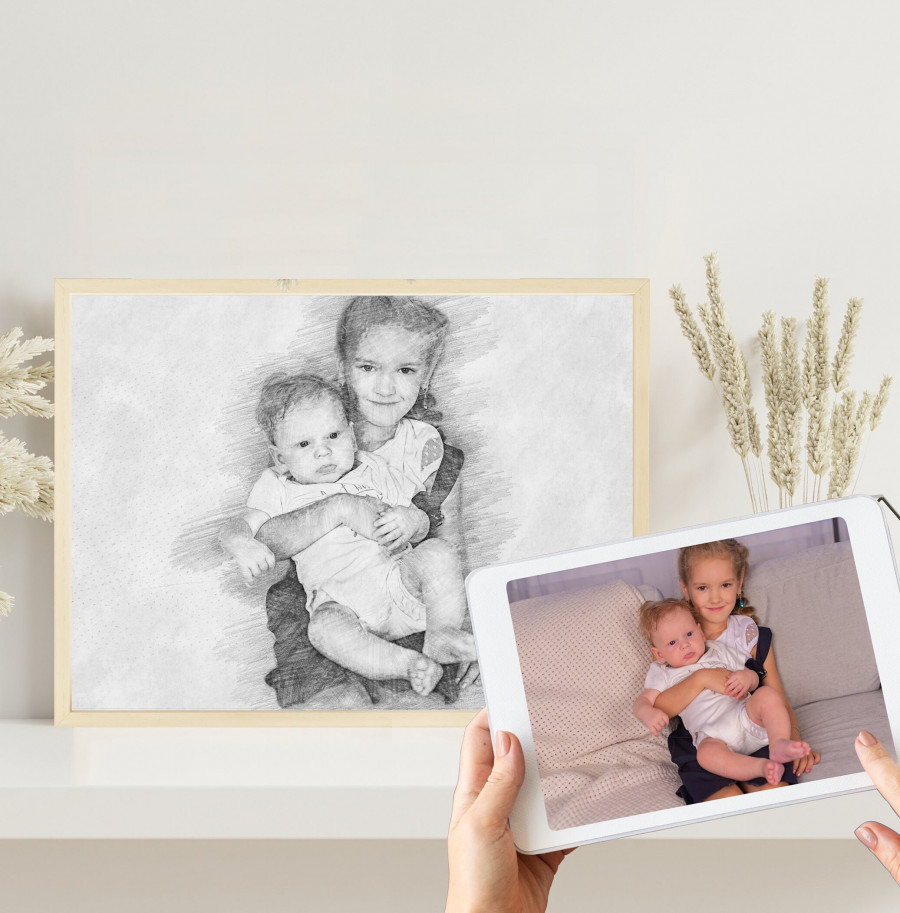 Personalisierte Bleistift Zeichnung vom Foto | Digitale Skizze | Bleistiftzeichnung | Personalisiert | Bleistiftskizze | Poster