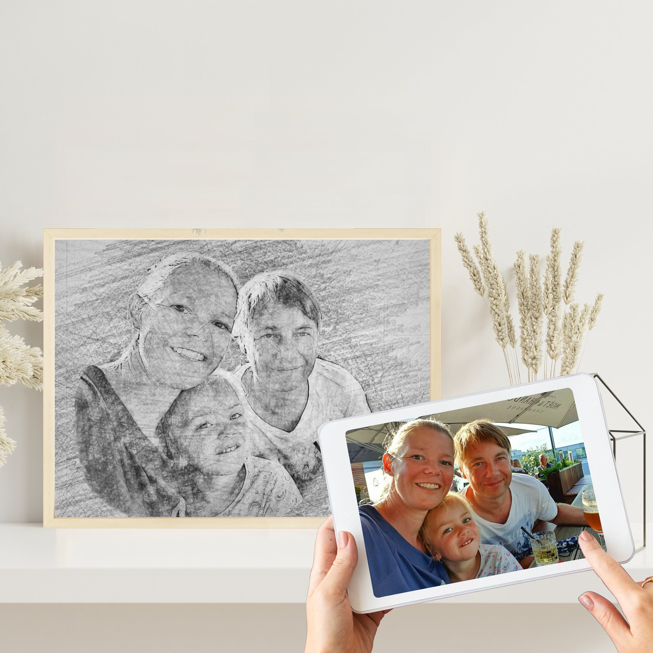 Personalisierte Bleistift Zeichnung vom Foto | Digitale Skizze | Bleistiftzeichnung | Personalisiert | Bleistiftskizze | Poster – Bild 7