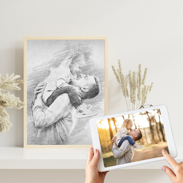 Personalisierte Bleistift Zeichnung vom Foto | Digitale Skizze | Bleistiftzeichnung | Personalisiert | Bleistiftskizze | Poster – Bild 2