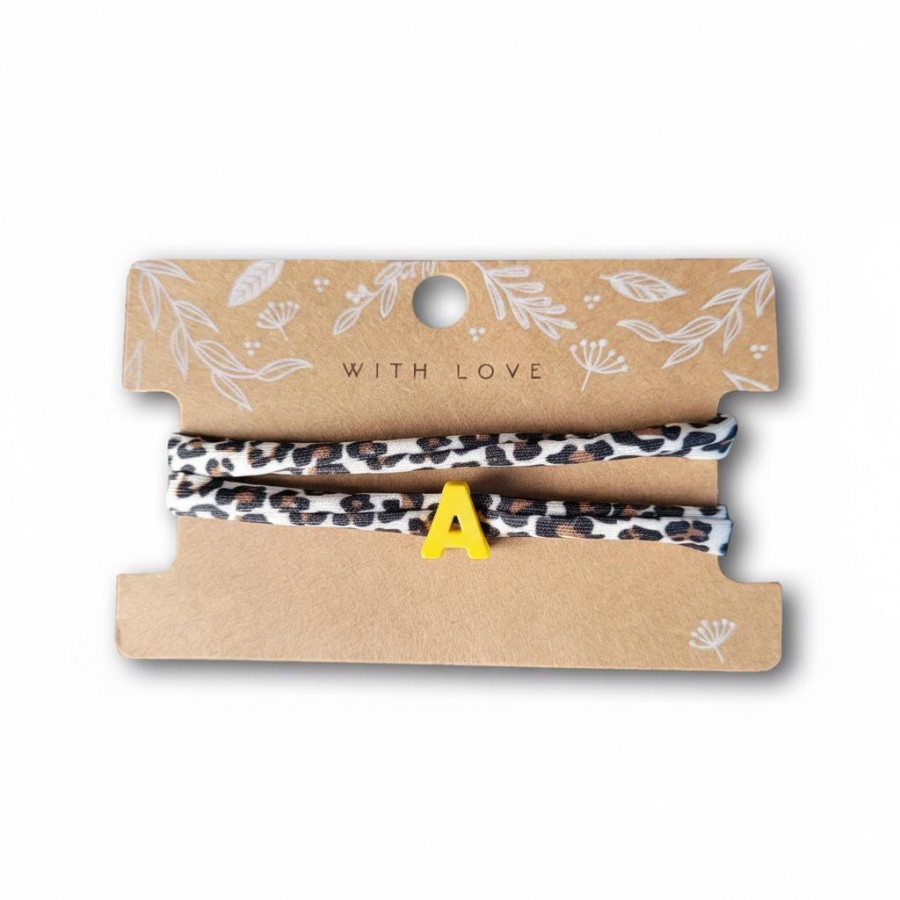 Elastisches Leo Armband mit deinem Wunschbuchstaben im Ibiza Style. Personalisiert - in 7 Farben erhältlich