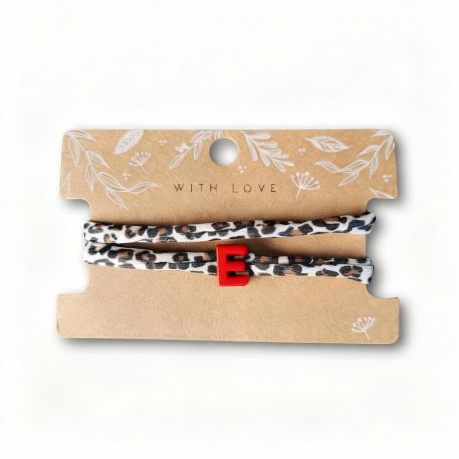 Elastisches Leo Armband mit deinem Wunschbuchstaben im Ibiza Style. Personalisiert - in 7 Farben erhältlich