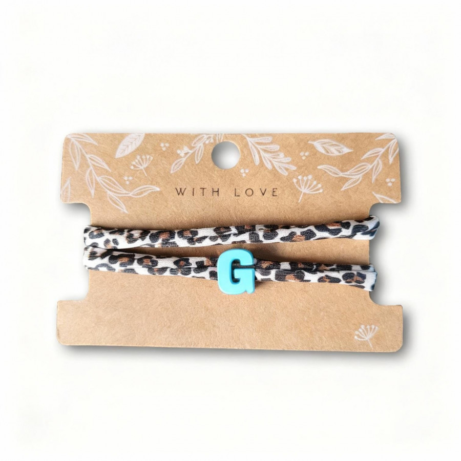 Elastisches Leo Armband mit deinem Wunschbuchstaben im Ibiza Style. Personalisiert - in 7 Farben erhältlich