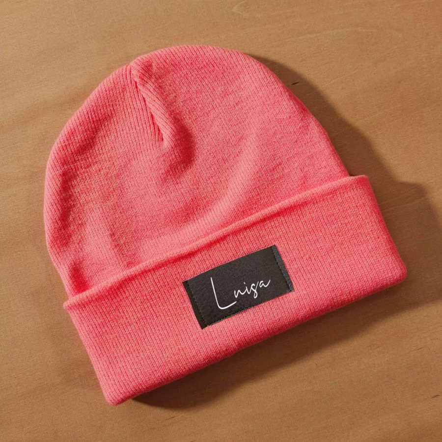 Kinder Mütze personalisiert | Hipster Beanie | Mütze | Wintermütze | Neon pinke Mütze mit Namen | Winter